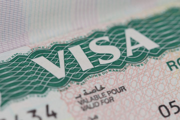 Obraz premium Close up on visa in the passport
