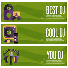 vector banners set of dj and music theme