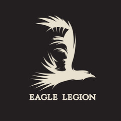 negative space vector concept of warrior head in eagle