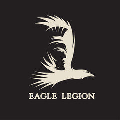 Naklejka premium negative space vector concept of warrior head in eagle