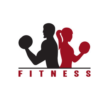 man and woman of fitness silhouette character vector illustratio