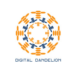 Illustration of concept digital dandelion. Vector logo