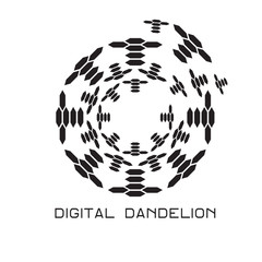 Illustration of concept digital dandelion. Vector logo