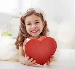 girl with red heart.