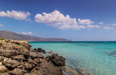 A beautiful beach on a Greek island in summer