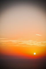 in cyclades  hill    greece sunset and