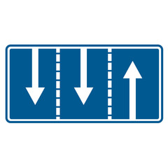 Road sign. Direction of motion on stripes.