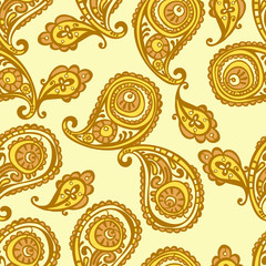 Paisley. Vector seamless illustration. Bright color pattern.