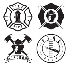 Fototapeta premium Set of fire department emblems and badges
