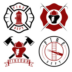 Fototapeta premium Set of fire department emblems and badges