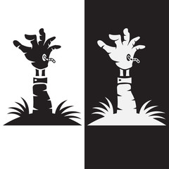 Zombie hand coming out from grave vector illustration