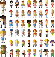 Set of vector cute character avatar icons in flat design