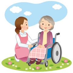 介護　車椅子　高齢者