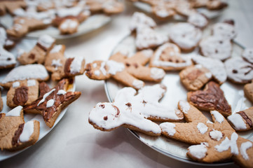 Gingerbread cookies or christmas cookie close up