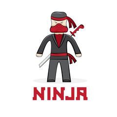 cartoon young ninja vector illustration