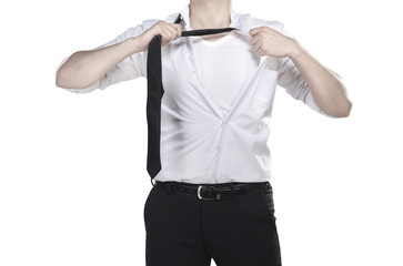 Man Open Shirt Like Superhero