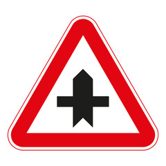 Road signs. Crossroads with a minor road.
