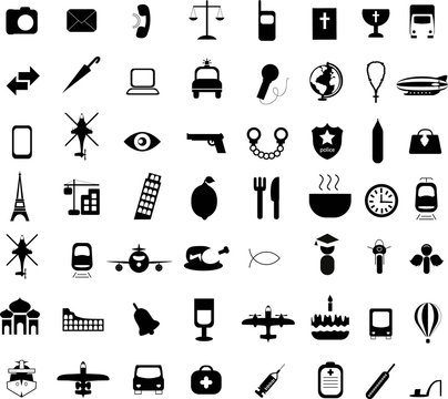 Big set of travel icons in flat style