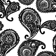 Paisley. Vector seamless illustration. Bright color pattern.