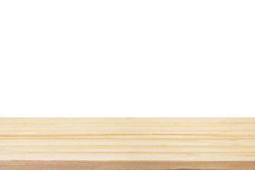 Empty wood table isolated on white background