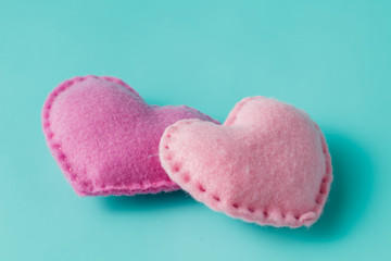 Love hearts on aquamarine background