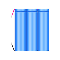 Vector illustration of 3 cell li-ion battery pack with tabs isol
