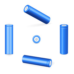 Vector set of 5 cell li-ion battery pack with flat top. isolated