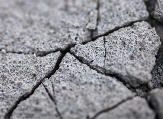 Close up of the cracked concrete surface