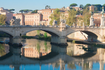 Fototapeta premium bridge and Tiber river in Rome, Italy