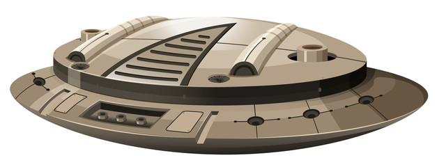 Single round spaceship on white © GraphicsRF