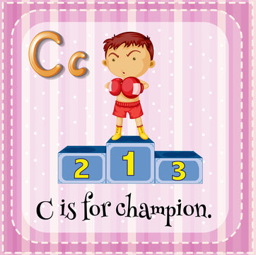 Flashcard letter C is for champion
