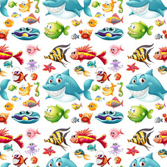 Seamless wild animals under the ocean
