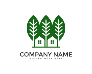 Eco Green House Logo Design Template