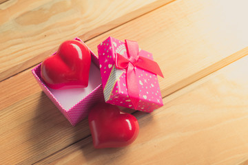 Gift of love. hearty gift. A gift box with a red heart inside.