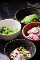 Open Sandwich preparation: ingredients and ready