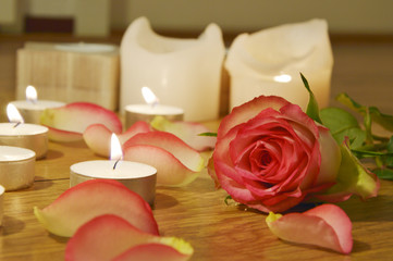 Fototapeta premium rose with candle light 