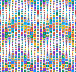 Seamless pattern on white background. Has the shape of a wave. Consists of geometric elements. In color.