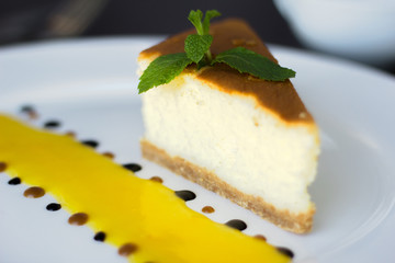 Cheese cake on white plate