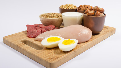 Natural products containing plant and animal proteins.
