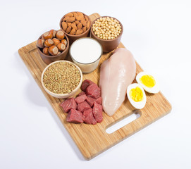 Natural products containing plant and animal proteins.