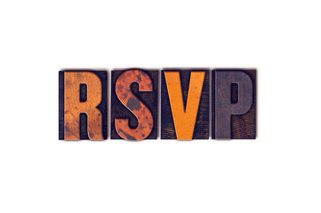 RSVP Concept Isolated Letterpress Type