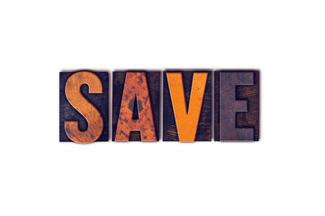 Save Concept Isolated Letterpress Type