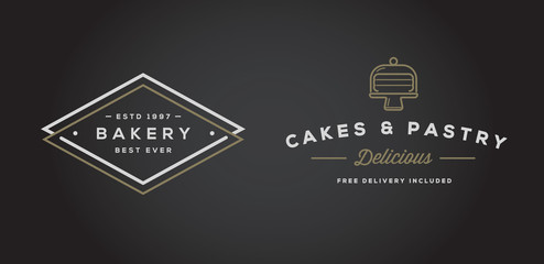 Set of Vector Bakery Pastry Elements and Bread Icons Illustration can be used as Logo or Icon in premium quality