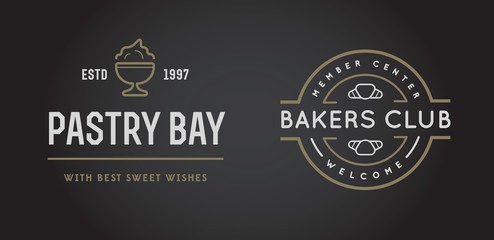 Set of Vector Bakery Pastry Elements and Bread Icons Illustration can be used as Logo or Icon in premium quality