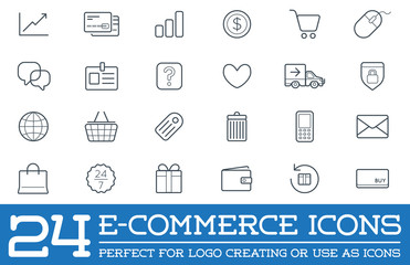 Set of Vector E-Commerce Icons Shopping and Online can be used as Logo or Icon in premium quality