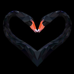 Naklejka premium Black swan bird animal low poly design. Heart shaped Triangle vector illustration.