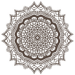 Ethnic Fractal Mandala Vector Meditation looks like Snowflake or Maya Aztec Pattern or Flower too Isolated on White