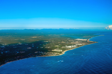 Atlantic Ocean coast from helicopter view, Dominican Republic