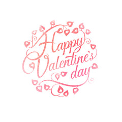 Valentine's Day Greeting Card on watercolor background. Vector illustration.