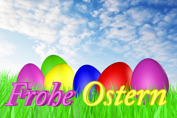 Ostereier auf Wiese